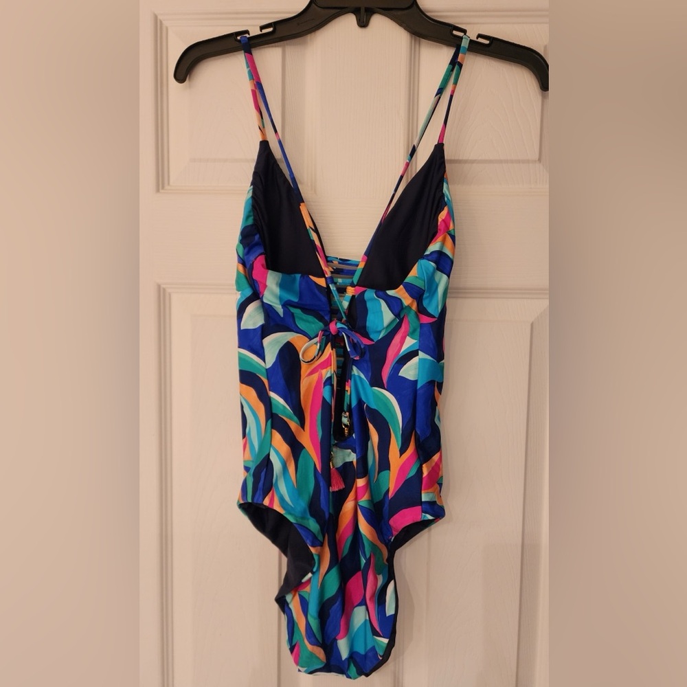 La Blanca Women's One Piece Reversible Swimsuit Plunge Tummy Control Size 10 - Picture 8 of 16